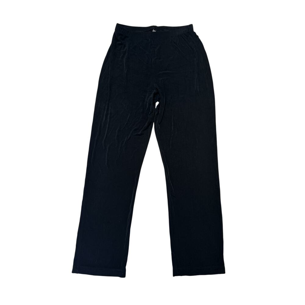 CHICOS TRAVELERS Black Acetate Slinky Wide Leg Pants Size Medium (1) Reg Pull-on